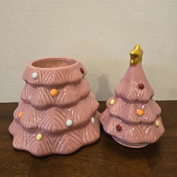 Aldi Pink Ceramic Christmas Tree Candle Frosted Berries 14oz Limited Edition NEW - Picture 4 of 6